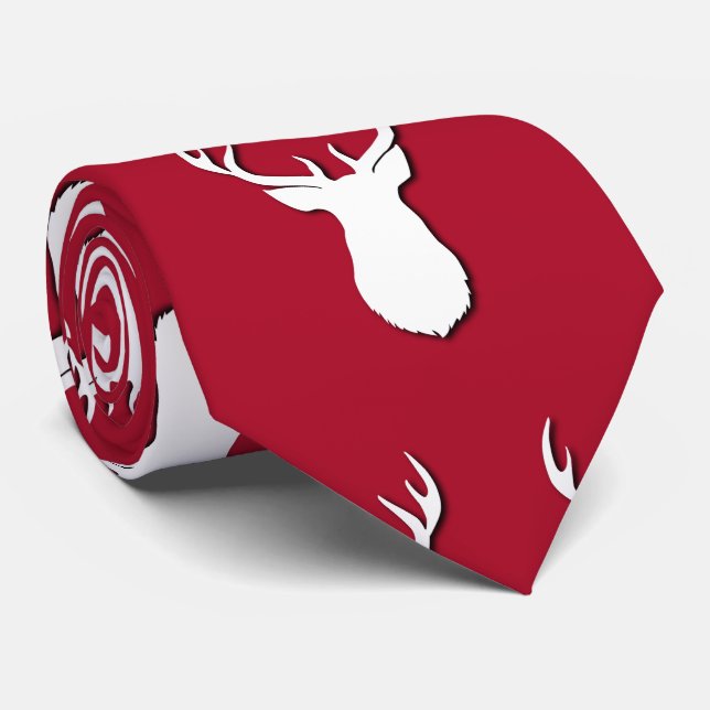 Deer Trophy Pattern Festive Tie (Rolled)