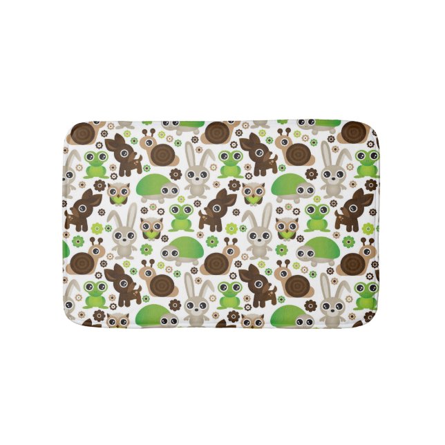 deer turtle bunny animal wallpaper bath mat (Front)