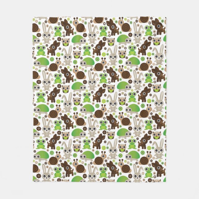 deer turtle bunny animal wallpaper fleece blanket (Front)
