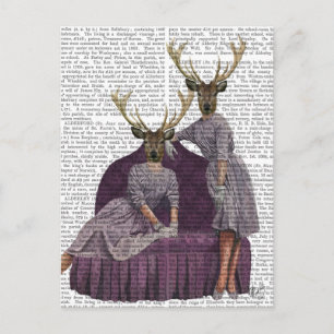 Deer Twins in Purple Postcard