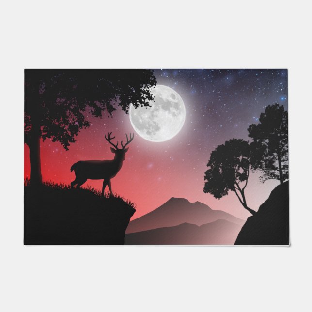 deer under the red moon doormat (Front)