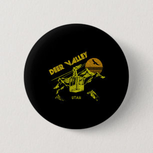 Deer Valley Utah Retro Skiing Tee  6 Cm Round Badge