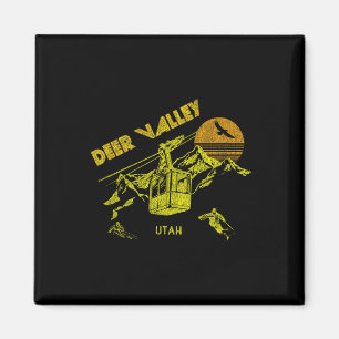Deer Valley Utah Retro Skiing Tee Magnet