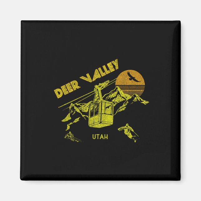 Deer Valley Utah Retro Skiing Tee  Magnet (Front)