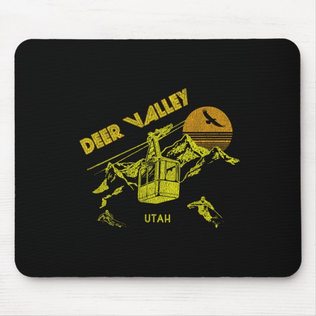 Deer Valley Utah Retro Skiing Tee  Mouse Pad (Front)