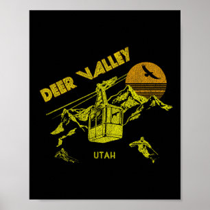 Deer Valley Utah Retro Skiing Tee  Poster