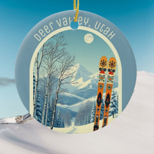 Deer Valley Utah ski area souvenir  Ceramic Tree Decoration