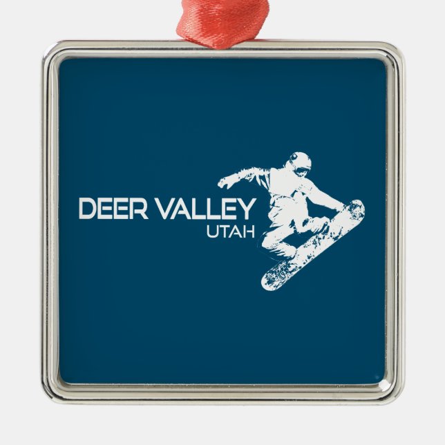 Deer Valley Utah Snowboarder Metal Tree Decoration (Front)