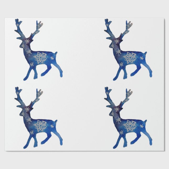 Deer Watercolor Mandala Holiday Wrapping Paper (Seam)
