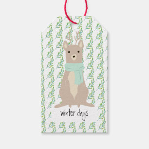 Deer Wearing A Green Scarf Gift Tags