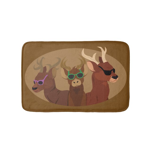Deer Wearing Sunglasses Bath Mat (Front)