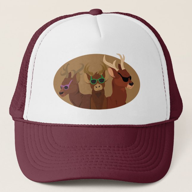 Deer Wearing Sunglasses Trucker Hat (Front)