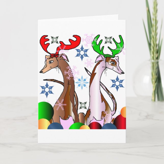 Deer Whippets Holiday Card (Front)