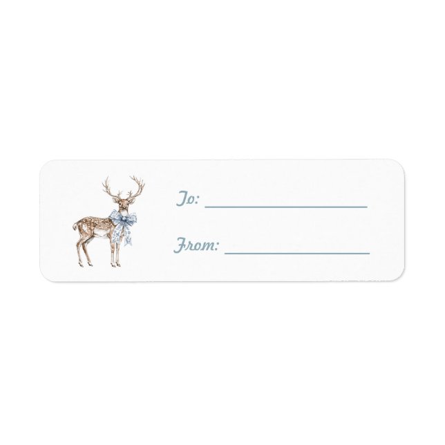Deer White Blue Bow Christmas (Front)