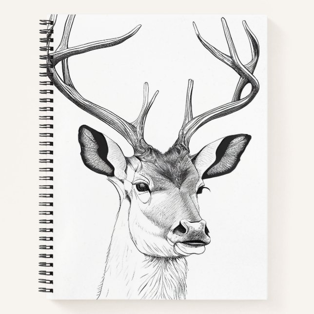 Deer Wild Nature Animal Illustration Art Drawing Notebook (Front)