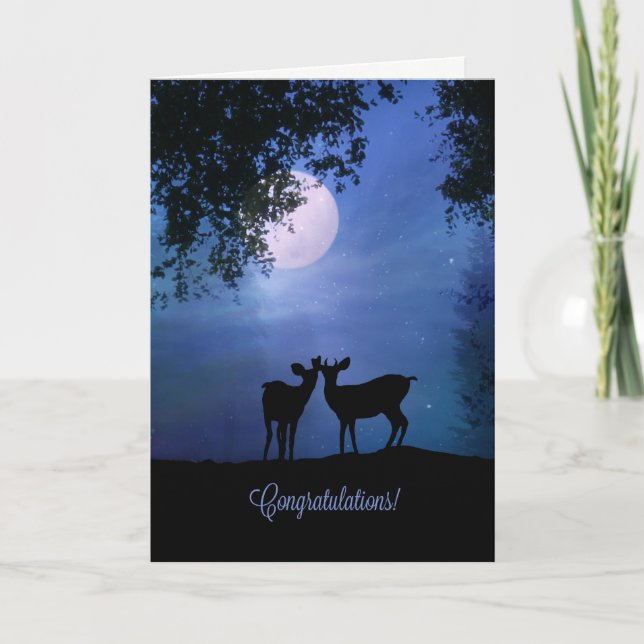 Deer Wildlife Animal Congratulations Cute Wedding Card (Front)