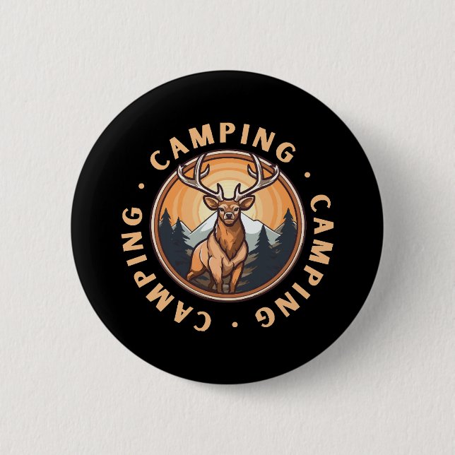 Deer - Wildness - Camping 6 Cm Round Badge (Front)