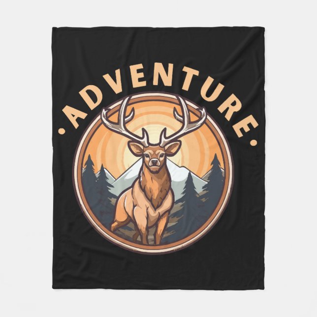 Deer - Wildness - Camping - Adventure Fleece Blanket (Front)