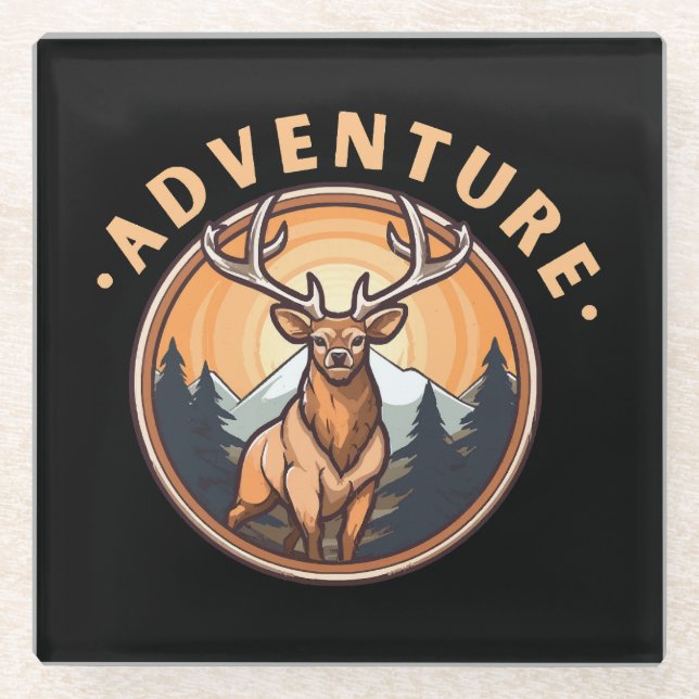 Deer - Wildness - Camping - Adventure Glass Coaster (Front)