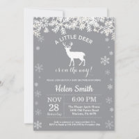 Deer Winter Baby Shower Snowflake Invitation