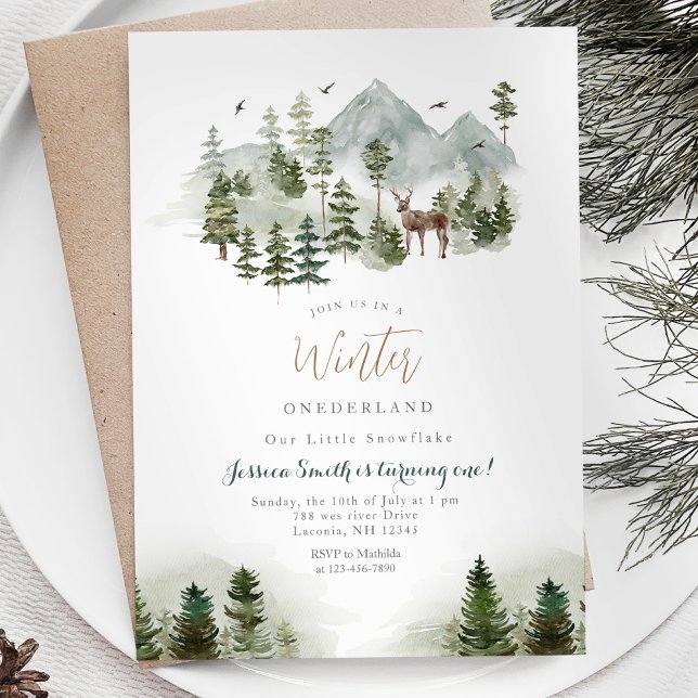 Deer Winter Onederland 1st birthday invitation (Creator Uploaded)