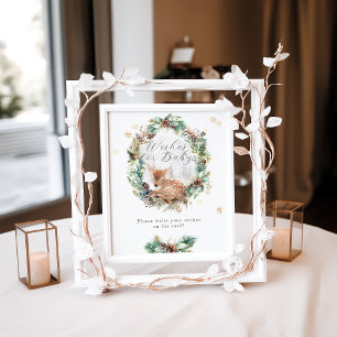 Deer Winter Woodland Baby Shower Custom Sign