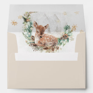 Deer Winter Woodland Cold Outside Baby Shower Envelope