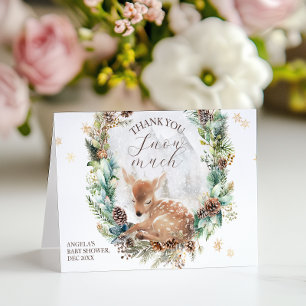 Deer Winter Woodland Cold Outside Baby Shower Thank You Card