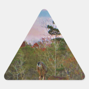 Deer with a Pink blue sky Triangle Sticker