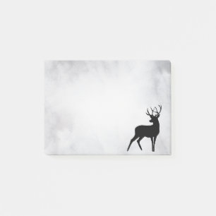Deer with Antlers Black Silhouette Post-it Notes