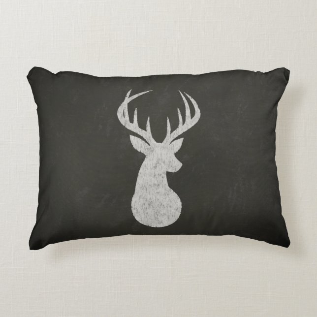 Deer With Antlers Chalk Drawing Decorative Cushion (Front)