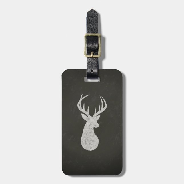 Deer With Antlers Chalk Drawing Luggage Tag (Front Vertical)