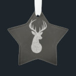 Deer With Antlers Chalk Drawing Ornament<br><div class="desc">A majestic male deer with antlers graphic art drawing that looks like white chalk on a dark faux blackboard background.</div>