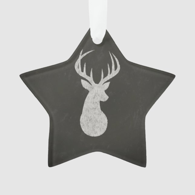 Deer With Antlers Chalk Drawing Ornament (Front)