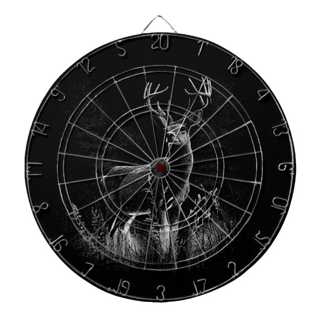 Deer with antlers framed by field and tree      dartboard (Front)