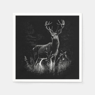 Deer with antlers framed by field and tree        napkin
