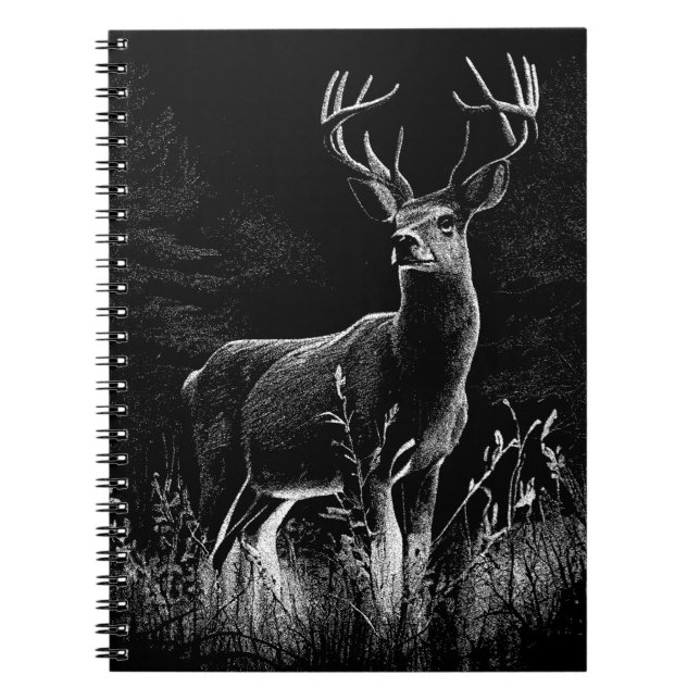 Deer with antlers framed by field and tree      notebook (Front)