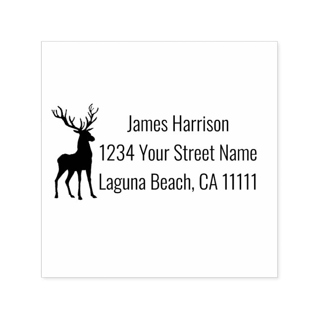 Deer with Antlers Silhouette Self-inking Stamp (Design)