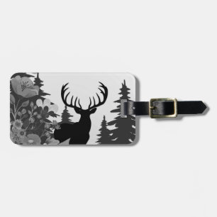 Deer with Big Rack Buck Comes Out of Forest Luggage Tag