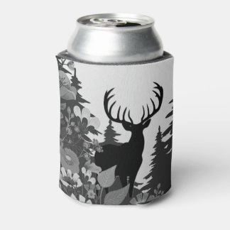 Deer with Big Rack Out of Forest Can Cooler