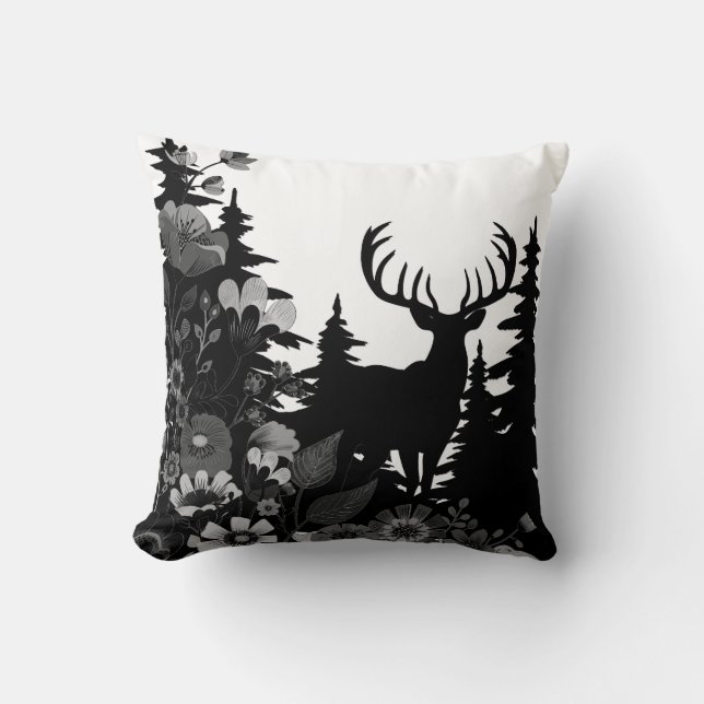 Deer with Big Rack Out of Forest  Cushion (Front)