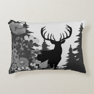 Deer with Big Rack Out of Forest  Decorative Cushion