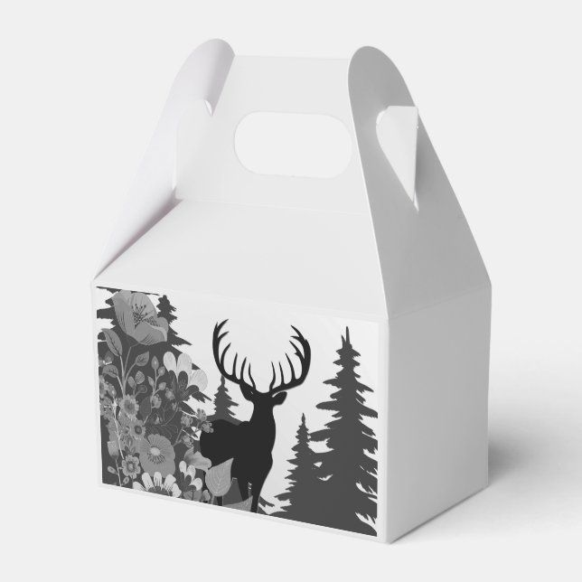 Deer with Big Rack Out of Forest  Favour Box (Front Side)