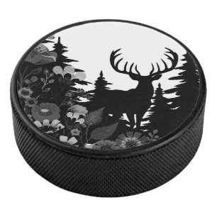 Deer with Big Rack Out of Forest Hockey Puck