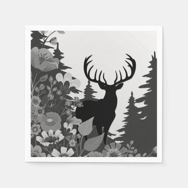 Deer with Big Rack Out of Forest  Napkin (Front)