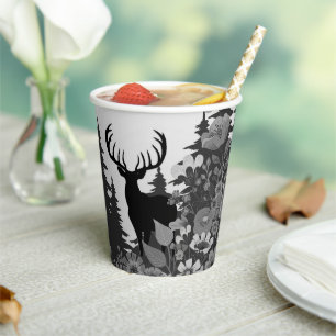 Deer with Big Rack Out of Forest  Paper Cups