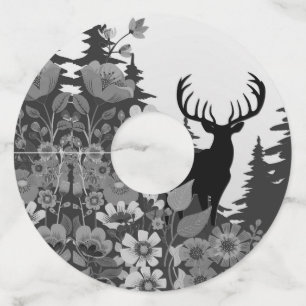 Deer with Big Rack Out of Forest  Wine Glass Tag