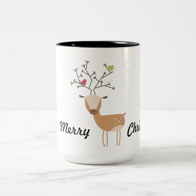 Deer with Birds Two-Tone Coffee Mug (Center)