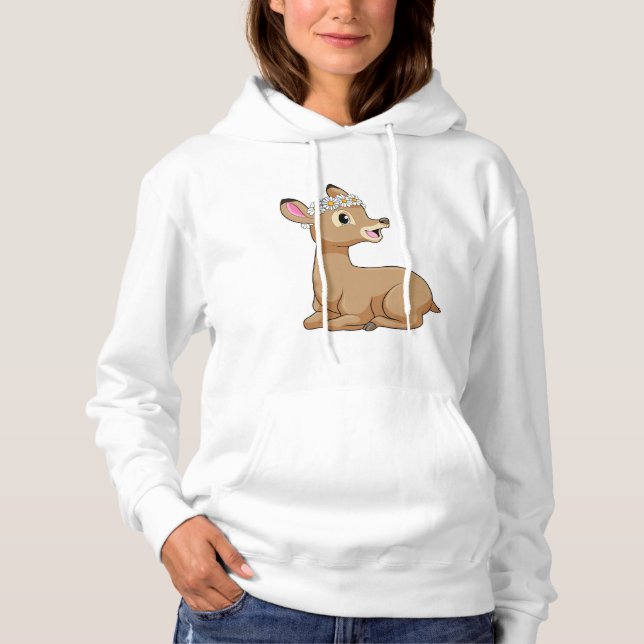 Deer with Daisy Flower Hoodie (Front)
