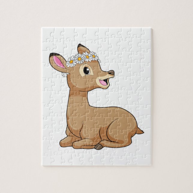 Deer with Daisy Flower Jigsaw Puzzle (Vertical)